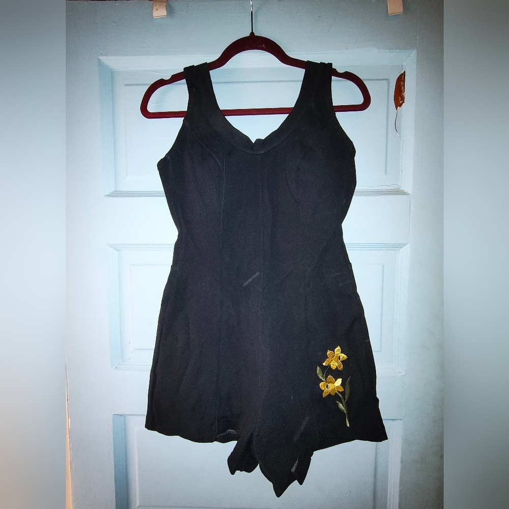1960s Black Bathing Suit w/ shorts